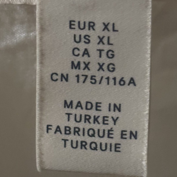 H&M Ivory Cut Out 3/4 Sleeve Mini Dress Size XL Lagenlook Plunge Minimalist EUC - Picture 3 of 16